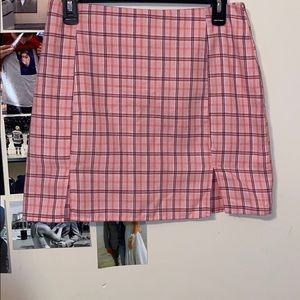 Pink plaid skirt